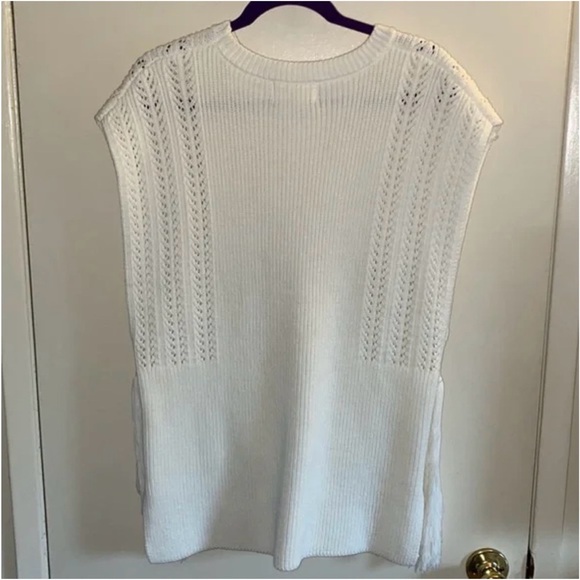 Anthropologie Fringed Sweater Vest Cream One Size - Picture 9 of 15